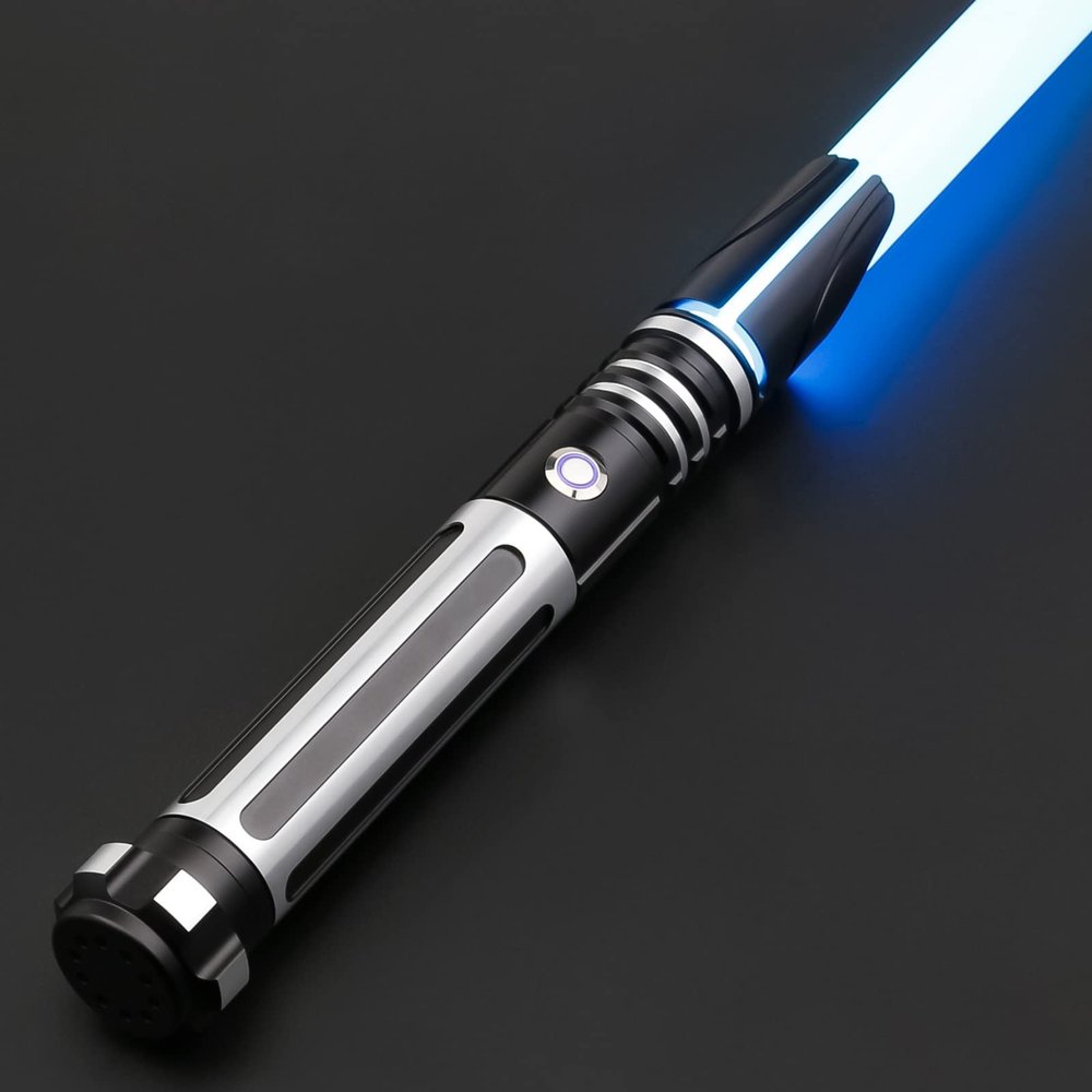 ANASABER Dueling Light Saber, Motion Control Light Sabers for Adults,Smooth Swing Light Saber with 16 Sound Fonts,RGB 12 Colors Changeable, Metal Hilt for Halloween Cosplay, Xmas Gift, Black,S9
