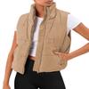 AUTOMET Womens Cropped Puffer Vest, Y2K Inspired Sleeveless Gilet for Fall Winter Spring, Casual to Street OuterwearKhaki S view 1