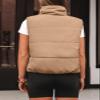 AUTOMET Womens Cropped Puffer Vest, Y2K Inspired Sleeveless Gilet for Fall Winter Spring, Casual to Street OuterwearKhaki S view 4