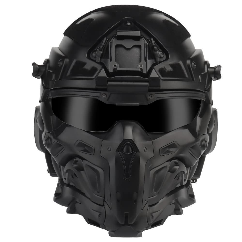 Bvawtrs Tactical Airsoft Helm Built-in Headset Anti-Fog Fan Assault Helmet Removable Mask Paintball Equipment Protect Helm