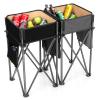 Goplus 2 PCS Folding Camping Tables, Portable Picnic Tables with Large Capacity Storage Sink, Side Pockets, Anti-Skid Feet, Lightweight Tables for Hiking, Fishing, BBQ, Beach (Black+Grey) view 1