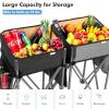 Goplus 2 PCS Folding Camping Tables, Portable Picnic Tables with Large Capacity Storage Sink, Side Pockets, Anti-Skid Feet, Lightweight Tables for Hiking, Fishing, BBQ, Beach (Black+Grey) view 4