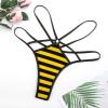 Bee Yellow Black Stripes Women's T-Back Sexy G-String Strap Thong Printed Underwear view 2