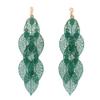 Grace Jun Handmade Multi-layer Dangle Drop Earrings and Clip on Earrings No Pierced for Women (Gold Green Clip-ons 7 Leaf) view 1
