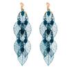 Grace Jun Handmade Multi-layer Dangle Drop Earrings and Clip on Earrings No Pierced for Women (Gold Blue Clip-ons 7 Leaf) view 1