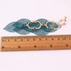 Grace Jun Handmade Multi-layer Dangle Drop Earrings and Clip on Earrings No Pierced for Women (Gold Blue Clip-ons 7 Leaf) view 4