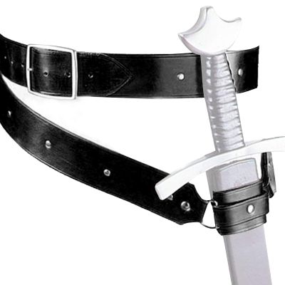 ARSBORUI Medieval Retro Leather Sword Frog, Adjustable Protective Sword Frog Case Simple Sword Belt Holder, Universal Rapier Leather Holster Cosplay Props Sword Costume Accessory (Black)