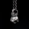 Zhubobo Mens Vintage Black Power Boxing Fist Pendant Necklace Stainless Steel Silver view 2