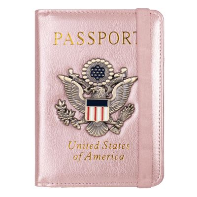 TOURSUIT RFID Passport and Vaccine Card Holder Combo, Travel Document Case Cover, Leather Wallet Organizer Women with Vax Vaccination Protector Slot (Rose Gold)