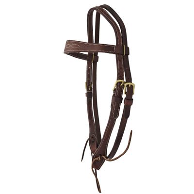 BlazingPaws Stallington Leather Horse Headstall in Premium Top Grain Harneto Leather with Solid Brass Hardware (Full Size, Stitched Browband, Brown)