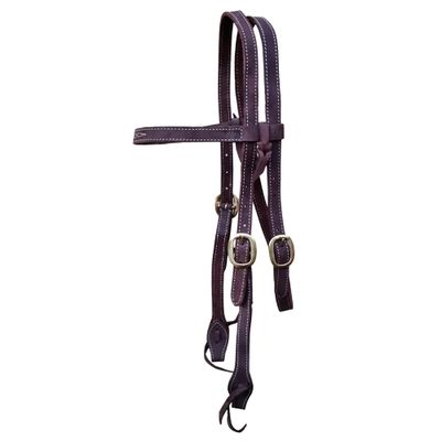 BlazingPaws Vibrania Headstall in Super Soft Premium Leather and Solid Brass Hardware (Full Size, Stitched Browband, Brown)