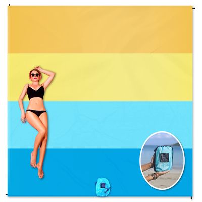 BINDLE Eco-Beach Blanket 10'x9' Extra Large, Recycled Lightweight Material, Sand Free Water Resistant Sandproof, Oversized Portable Picnic Mat for Outdoors Camping Travel, Beach Vibes