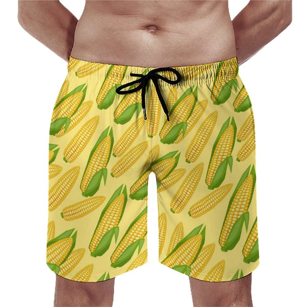 Corn Cobs Men's Swimming Trunks Shorts Drawstring Quick Dry Beach Printed