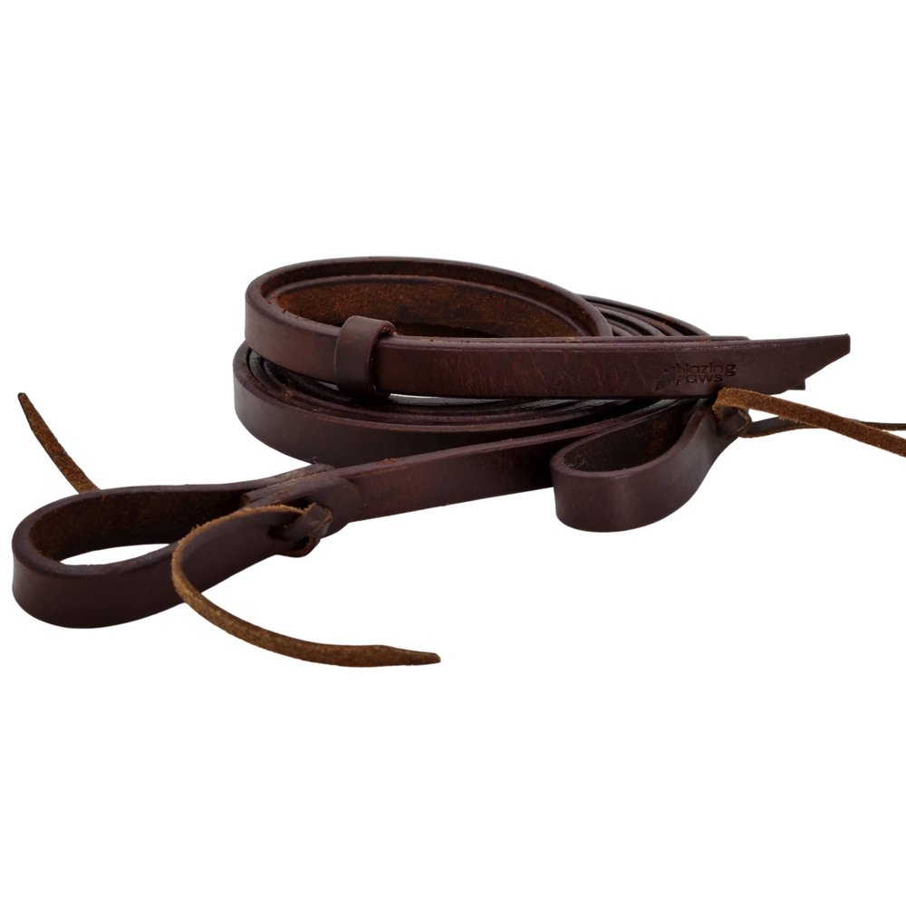BlazingPaws Stallington Leather Split Reins in Premium Heavy Weight Top Grain Bridle Leather (5/8" W x 6 Ft L, Brown)