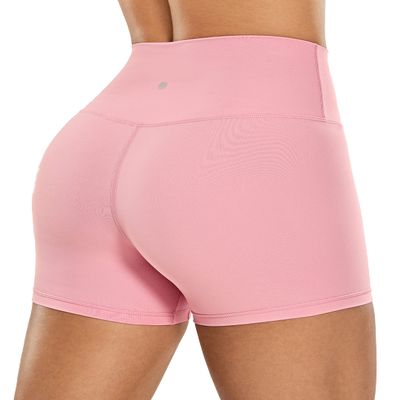 CRZ YOGA Naked Feeling Biker Shorts 4'' - High Waist Yoga Workout Running Gym Spandex Womens The Heartbeat Pink Small