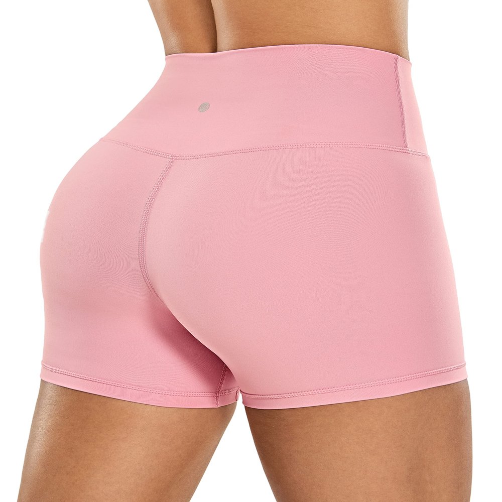 CRZ YOGA Naked Feeling Biker Shorts 4'' - High Waist Yoga Workout Running Gym Spandex Womens The Heartbeat Pink Small