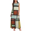 BAIKUTOUAN Mondrian Geometric Shapes Women's Long Dress Casual Sleeveless Maxi Dress Swing Dresses with Pockets M view 4