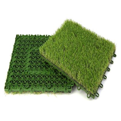 VXHCS Outdoor Interlocking Grass Tiles, with Drain Hole Decking Tiles Artificial Grass Mat, Non-Slip Interlocking Floor Mat for Outdoor Decoration JSSSM (Color : Green, Size : 30x30x3cm-14pcs)