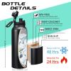 DIGJUPER 40OZ Insulated Water Bottle with Auto Spout Lids, Straw Lids, Paracord Handle for Sport, Protective Cup Mat, BPA-Free Reusable Insulated Water Bottle - Black Water Jug with Straw view 4