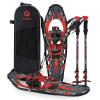 G2 36 Inches Light Weight Snowshoes with Toe Box, EVA Padded Ratchet Binding, Heel Lift, Flexible Pivot Bar, Durable Back Strap, Set with Trekking Poles, Carrying Bag, Snow Baskets, Red view 1