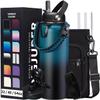 DIGJUPER Vacuum Insulated Water Bottle 40oz - with Straw & Spout Lids, Paracord Handle, Shoulder Carrier Bag, Sport Stainless Steel,Double-Wall Metal Water Bottle Thermo Hydro Mug Flask view 1