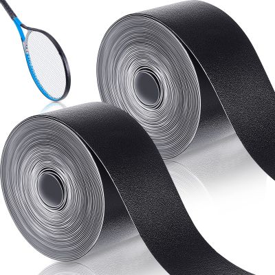 Deekin 2 Pieces Racket Protection Tape Racquet Head Guard for Tennis Practice Racquetball, 16.4' Roll(Black)