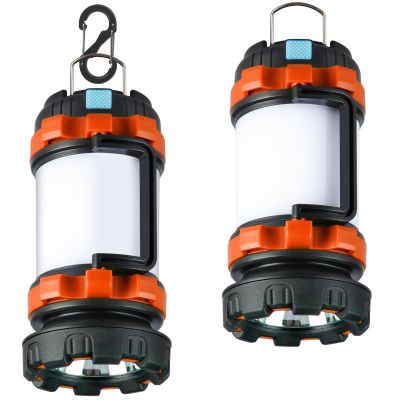 BOBKID 2 Pack Camping Lantern, Outdoor LED Camping Light, Rechargeable Flashlights with 1000LM, 6 Modes, IPX5 Waterproof Portable Emergency Camp Light for Hurricane Survival - Orange