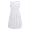 easyforever Kids Girls Lyrical Dress Sleeveless Mesh Color Block Leotard Dress Modern Contemporary Dance Costume White 10 Years view 1