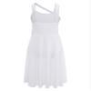 easyforever Kids Girls Lyrical Dress Sleeveless Mesh Color Block Leotard Dress Modern Contemporary Dance Costume White 10 Years view 2