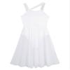 easyforever Kids Girls Lyrical Dress Sleeveless Mesh Color Block Leotard Dress Modern Contemporary Dance Costume White 10 Years view 3