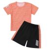 KKmeter Boys' Sports Suit Short Sleeve T-Shirt Tops with Shorts Summer Quick-drying Clothing Set Jogging Football Tracksuit (Orange, 5-6) view 1