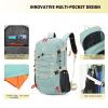 Bseash 40L Waterproof Hiking Backpack with Rain Cover, Outdoor Sport Travel Bag Daypack for Camping Climbing Skiing Cycling (Milk Green) view 3
