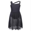 easyforever Kids Girls Lyrical Dress Sleeveless Mesh Color Block Leotard Dress Modern Contemporary Dance Costume Black 10 Years view 1