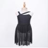 easyforever Kids Girls Lyrical Dress Sleeveless Mesh Color Block Leotard Dress Modern Contemporary Dance Costume Black 10 Years view 3