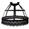ARTYME Women Victorian Petticoat 2 Hoops Crinoline Lolita Fishbone Hollow Bird Cage Skirt Embroidery Floral Lace Underskirt (Black), One Size view 2