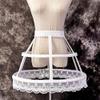 ARTYME Women Victorian Petticoat 2 Hoops Crinoline Lolita Fishbone Hollow Bird Cage Skirt Embroidery Floral Lace Underskirt (Black), One Size view 4