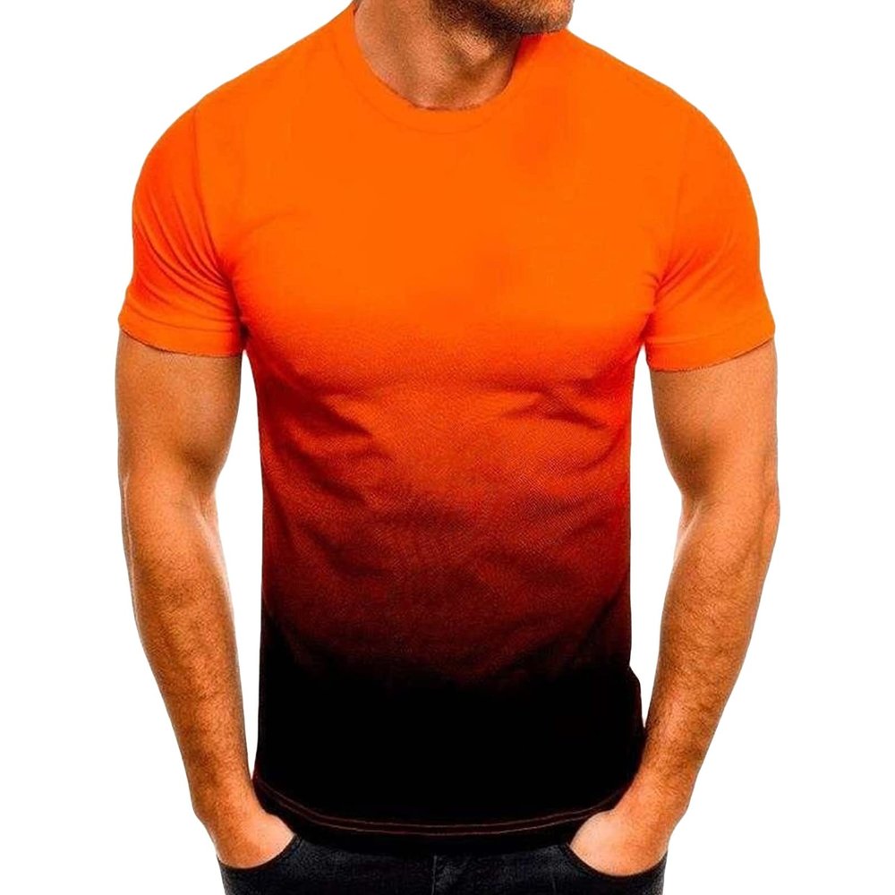 Mens Short Sleeve Workout T Shirt Lightweight Stylish Slim Fit Muscle Tee Casual Basic Crew Neck Athletic Shirts (Orange,Medium)