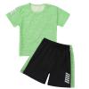 KKmeter Boys' Sports Suit Short Sleeve T-Shirt Tops with Shorts Summer Quick-drying Clothing Set Jogging Football Tracksuit (Green, 9-10) view 1