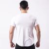Men's Dry Fit Gym Workout Shirts Short Sleeve Stretch Athletic T-Shirts Slim Fit Running Fitness Muscle Tee (White,Medium) view 2