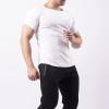 Men's Dry Fit Gym Workout Shirts Short Sleeve Stretch Athletic T-Shirts Slim Fit Running Fitness Muscle Tee (White,Medium) view 3