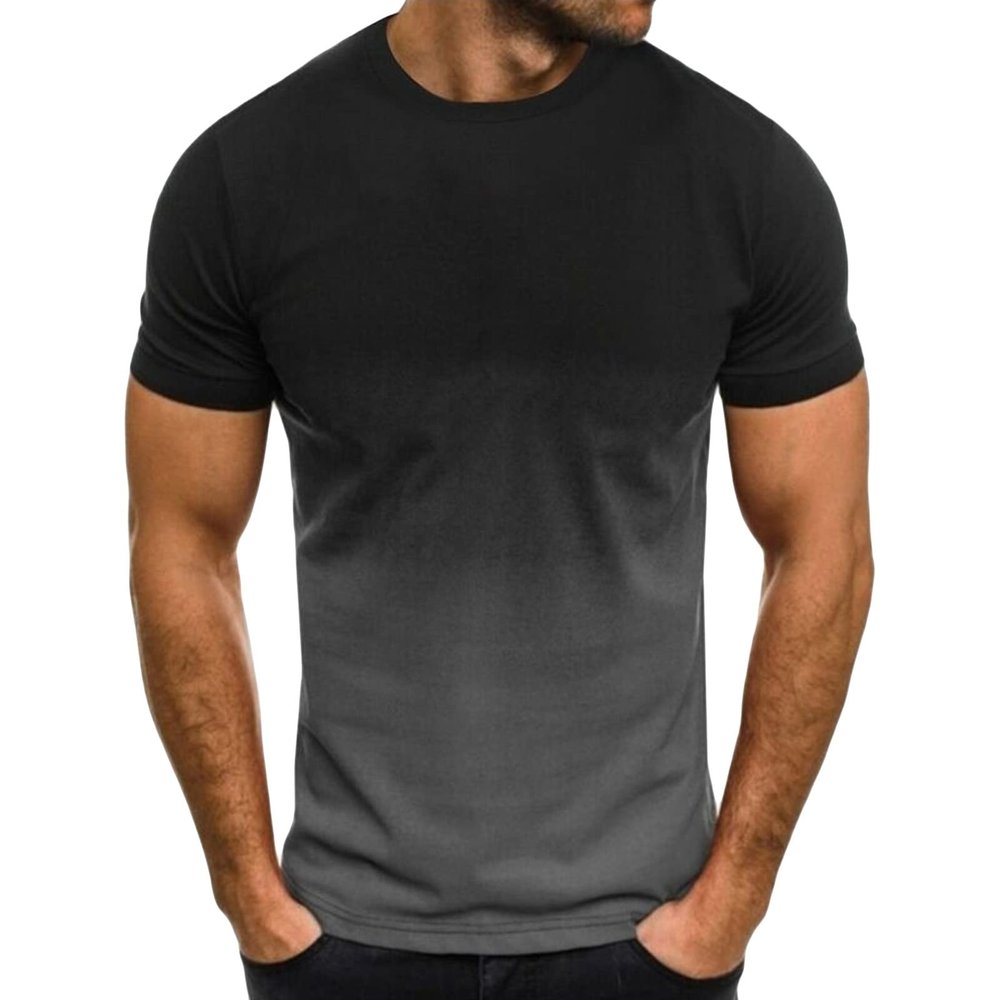 Mens Short Sleeve Workout T Shirt Lightweight Stylish Slim Fit Muscle Tee Casual Basic Crew Neck Athletic Shirts (Black 2,Large)