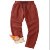 MAGCOMSEN Mens Fleece Lined Pants Winter Warm Sherpa Lined Joggers Heavyweight Thermal Pants for Active Lounge with Pockets Orange Red 30 view 1