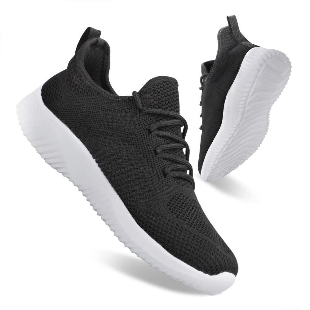 Flysocks Walking Tennis Shoes for Men-Fashion Sneakers Non Slip Lightweight Breathable Mesh Running Shoes Comfortable Black Size 7.5