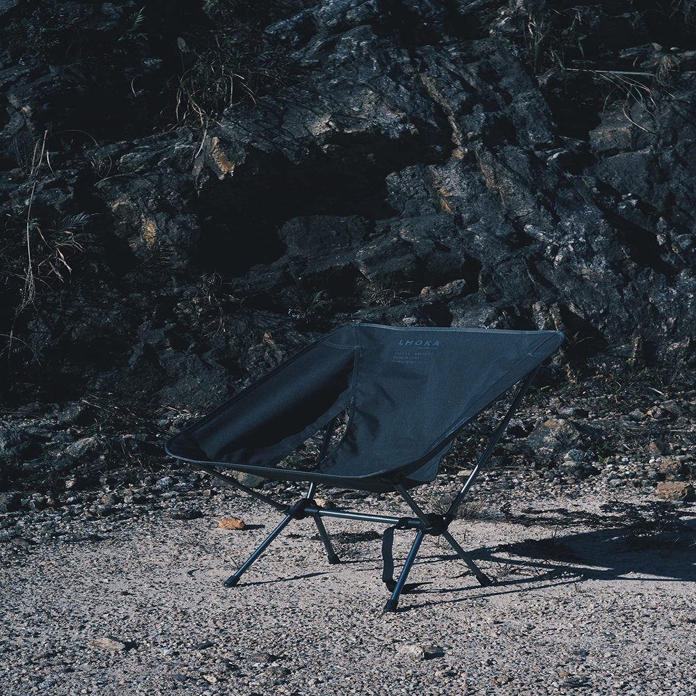 LHOKA Camping Chair Outdoor Ultralight Compact Moon Chair Hiking Biking Folding Chair (Dark Grey, Low Profile)
