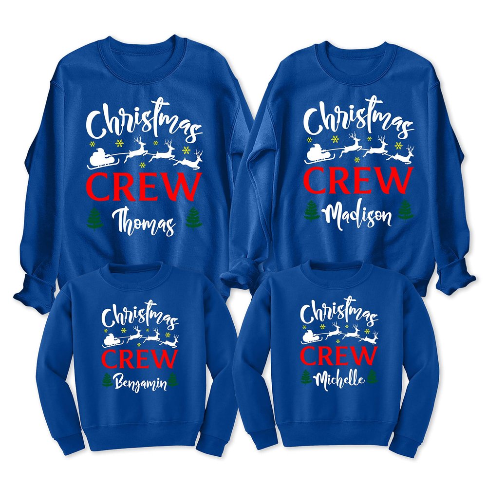 Christmas Crew Add Your Name Matching Family Merry Xmas Women Men Sweatshirt Royal