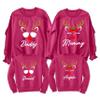 Christmas Reindeer Rudolph Family Daddy Mommy Matching Xmas Family Women Men Sweatshirt Sangria view 1