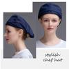 Barista Hat Chef Berets for Women Men Waitress Baker Skull Cap Cooking Breathable Hat Kitchen Sushi Restaurant Uniform Turban view 3