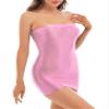 Agoky Womens Oil Glossy Smooth Sheer Micro Mini Dress See Through Sexy Tight Pencil Party Dress Pink Medium view 2