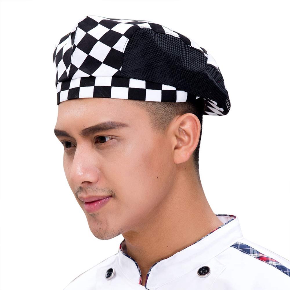 Barista Hat Chef Berets for Women Men Waitress Baker Skull Cap Cooking Breathable Hat Kitchen Sushi Restaurant Uniform Turban