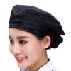 Barista Hat Chef Berets for Women Men Waitress Baker Skull Cap Cooking Breathable Hat Kitchen Sushi Restaurant Uniform Turban Black view 1